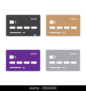 Colored credit cards on a white background with copy space Stock Vector