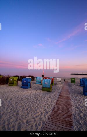 Dune/bathing dune, side island of Helgoland, beach chairs on dune at south beach, Helgoland, North Sea, North Sea coast, German, bay, Schleswig Holste Stock Photo