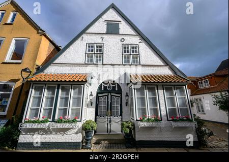 Water line with Theodor Storm House, Husum, North Friesland, North Sea Coast, Schleswig Holstein, Germany, Europe Stock Photo