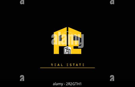 Real Estate letters Modern Creative logo PE , EP Stock Vector