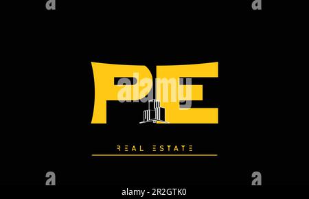 Real Estate letters Modern Creative logo PE , EP Stock Vector