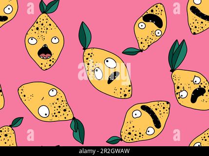 Summer cartoon fruit seamless monster lemon pattern for wrapping paper ...