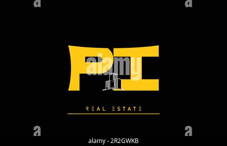 Real Estate letters Modern Creative logo PI , IP Stock Vector