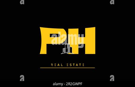 Real Estate letters Modern Creative logo PH , HP Stock Vector