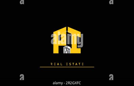 Real Estate letters Modern Creative logo PI , IP Stock Vector