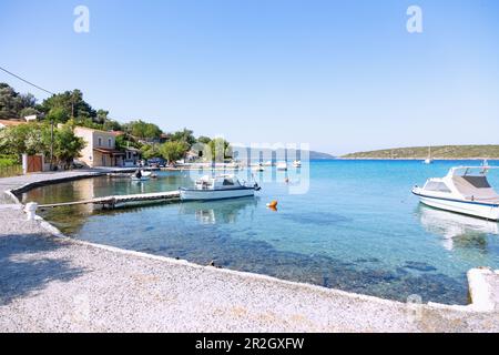 Port promenade in Posidonio in the east of the island of Samos in Greece Stock Photo