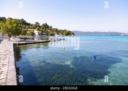 Port promenade in Posidonio in the east of the island of Samos in Greece Stock Photo