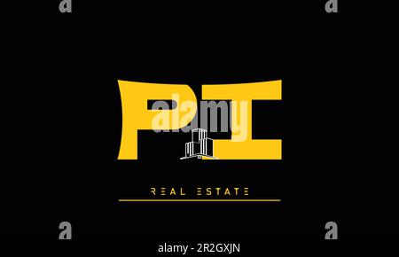 Real Estate letters Modern Creative logo PI , IP Stock Vector