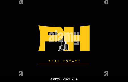 Real Estate letters Modern Creative logo PH , HP Stock Vector