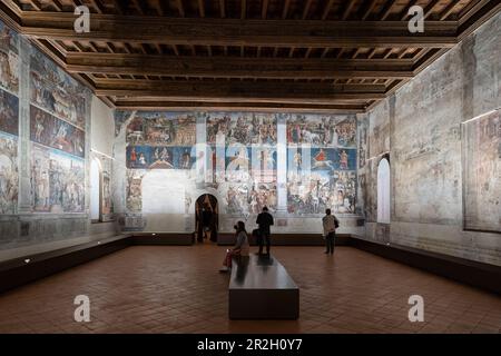 View of the Monthly Pictures murals in the Palazzo Schifanoia in Ferrara, Emilia Romagna, Italy, Europe Stock Photo