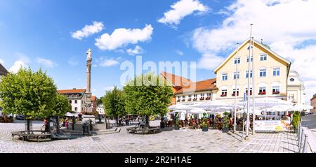 Marienplatz with Mariensäule in Immenstadt im Allgäu in Bavaria in Germany Stock Photo