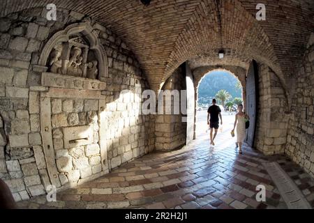 Gateway at Weapons Square, Kotor in the inner Bay of Kotor, Montenegro Stock Photo
