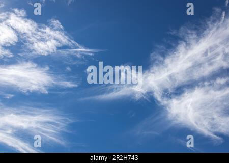 Photo of thin wispy clouds with an interesting pattern in the sky Stock Photo