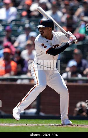 DENVER, CO - JUNE 6: San Francisco Giants first baseman LaMonte Wade Jr.  (31) bats during a game between the San Francisco Giants and the Colorado  Rockies at Coors Field on June