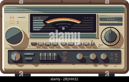 Antique boom box playing audio cas te tape isolated Stock Vector