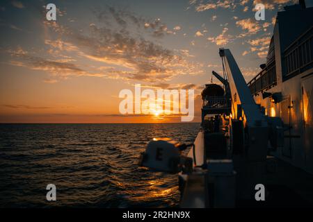 South Baymouth, On, Canada-July 2022 -Chi-Cheemaun ferry arriving in South Baymouth from Tobermory. High quality photo Stock Photo