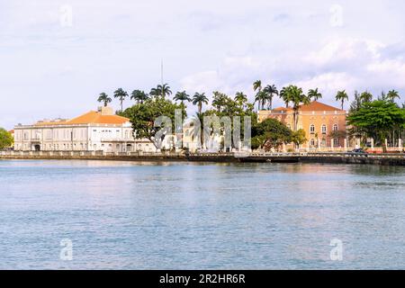 Supremo Tribunal de Justiça and Palácio Presidencial at Ana Chavez Bay in São Tomé on the island of São Tomé in West Africa Stock Photo