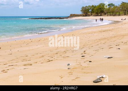 Sandy beach Praia dos Tamarindos on the north coast of the island of São Tomé in West Africa Stock Photo
