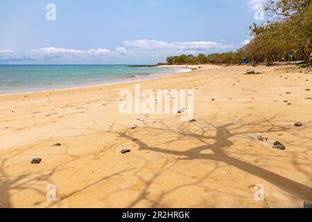 Sandy beach Praia dos Tamarindos on the north coast of the island of São Tomé in West Africa Stock Photo