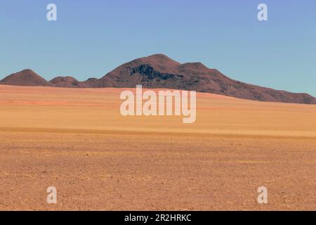 Namibia; Southern Namibia; Hardap region; Namib Desert; mountainous landscape and grassy red sand dunes Stock Photo