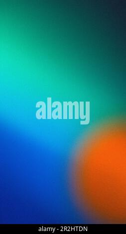 Vibrant grainy retro background blue orange teal noise textured art poster design, vivid colors abstract background Stock Photo