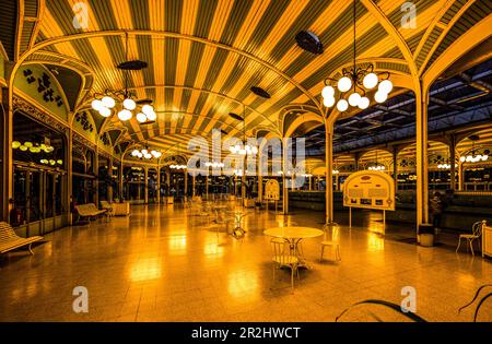 Hall des Sources in the spa district of Vichy by lantern light, Auvergne-Rhône-Alpes, France Stock Photo