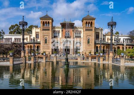 The Museum of Popular Arts and Customs of Seville in the Mudejar Pavilion, María Luisa Park, Seville, Andalusia, Spain Stock Photo