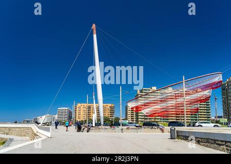 Sculpture She Changes by artist Janet Echelman on the Matosinhos waterfront near Porto, Portugal, Europe Stock Photo