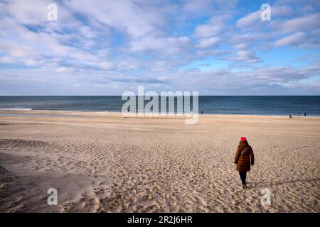 Walkers on Sylt's western beach at Westerland, Sylt, Schleswig-Holstein, Germany Stock Photo