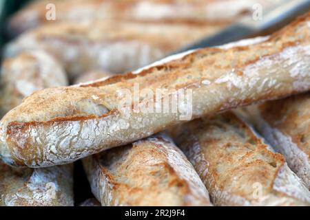 Freshly baked bread in a traditional French bakery, France, Europe Stock Photo
