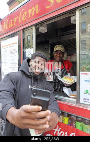 Tami in her street food truck Harlem Seafood Soul, Manhattan,New York, New York, USA Stock Photo