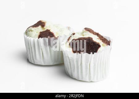 Thai Steamed Cupcake or cotton wool cupcake isolated on white background. sweet traditional dessert Stock Photo