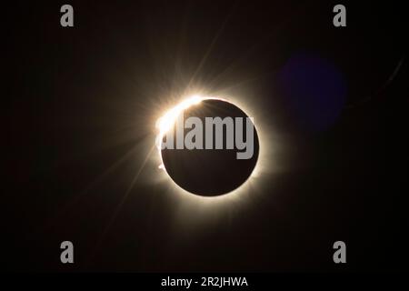 Diamon ring during the 2023 Australian total solar eclipse in Exmouth Stock Photo