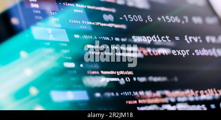 Computer script. Mobile app developer. Programmer developer Stock Photo