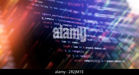Computer script. Mobile app developer. Programmer developer Stock Photo