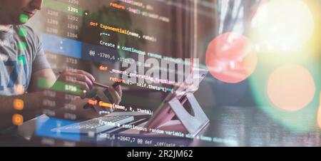 Digital technology industry concept Development of programming and coding Stock Photo