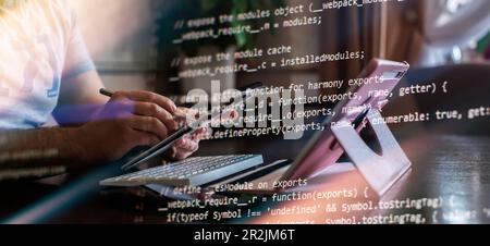 hatbot artificial coding coding background Digital software Stock Photo