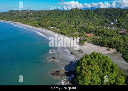 Aerial view of headland in Manuel Antonio National Park and Espadilla Beach, near Quepos, Puntarenas, Costa Rica, Central America Stock Photo