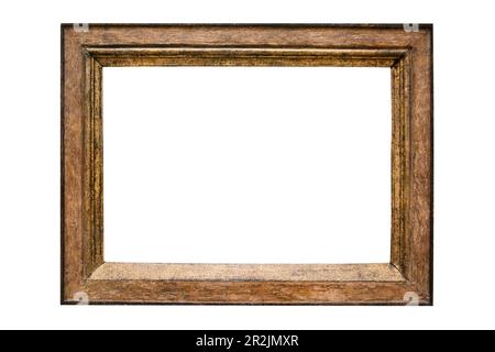 Dirty grunge brown photo frame old dirty scratched wooden used distressed Stock Photo