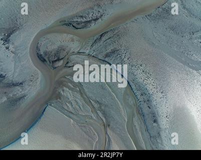 Aerial view of sandbars in the Baie des Veys near Carentan, Manche, Normandy Stock Photo
