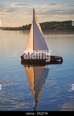 Sailing boat on lake Ammersee, Upper Bavaria, Bavaria, Germany Stock Photo