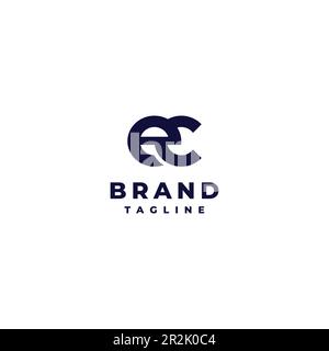 Simple Logo Design of Initials ec. Initial logo design ec where the letter e is on the top side of the letter e. Stock Vector