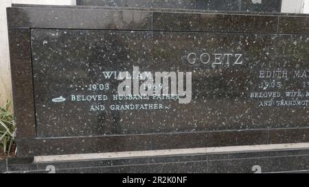 Los Angeles, California, USA 18th May 2023 Producer Studio Executive William Goetz Grave Sarcophagus in Devotion at Hillside Memorial Park on May 18, 2023 in Culver City, Los Angeles, California, USA. Photo by Barry King/Alamy Stock Photo Stock Photo