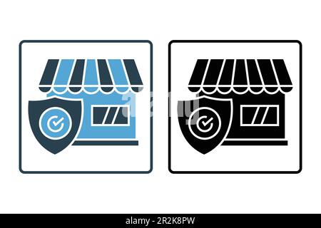 Renters insurance icon. security vector icon, store, Protection, Shield, Safety system, store shield. Solid icon style design. Simple vector design ed Stock Vector