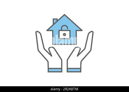 Hands icon holding home. homeowners insurance vector icon for real estate. Two tone icon style design. Simple vector design editable Stock Vector