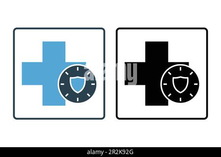 Long term insurance concept icon. health insurance type, Medical helping after working accident. Solid icon style design. Simple vector design editabl Stock Vector