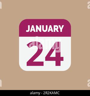January 24. Flat icon calendar isolated on blue background. Date and ...