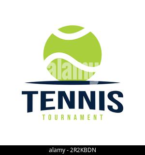 Tennis ball illustration, ball icon. Logo design design for sport in flat design, Template Stock Vector