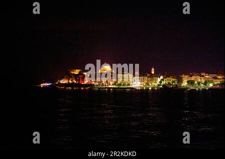 Evening view from the port of the historic 16th Century Venetian Fortress, Corfu, Greece, Europe Stock Photo