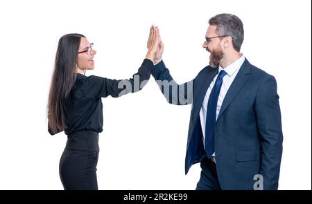 photo of business deal at negotiation. business deal at negotiation isolated on white background Stock Photo